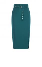 Karen Millen Belted Stud Pencil Dress Teal at Karen Millen